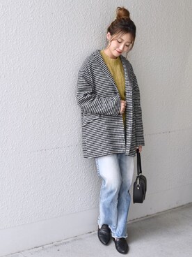 「チドリ柄」｜「アイテム（チェスターコート）」を使った、furukimiさん（レディース・158cm）の秋コーディネート