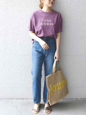 「アイテム（サンダル、ゴールド系）」を使った、furukimiさん（レディース・158cm）の春コーディネート