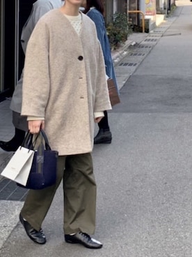 「アイテム（ステンカラーコート）」を使った、akaさん（レディース・164cm）の冬コーディネート