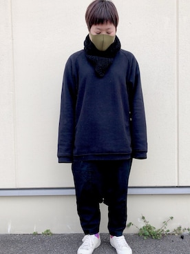 「TAKAHIROMIYASHITATheSoloIst.（タカヒロミヤシタザソロイスト）のアイテム（スウェット）」を使った、hanaさん（レディース・154cm）の冬コーディネート