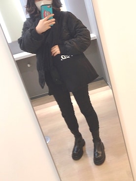 「CANAL JEAN（キャナルジーン）のアイテム（ブルゾン）」を使った、manaさん（レディース・153cm）の冬コーディネート