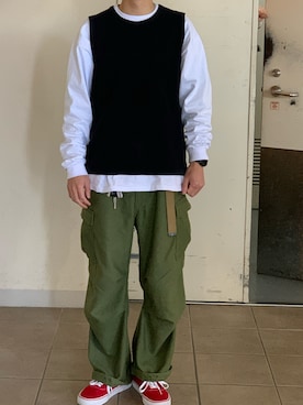 ベストを使った ロンティー のメンズ人気ファッションコーディネート Wear