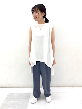 「PHILIPPE AUDIBERT（フィリップ オーディベール）の＜PHILIPPE AUDIBERT（フィリップオーディベール）＞メダルネックレス ∴（ネックレス）」を使った、福村綾さん（レディース・160cm）の夏コーディネート