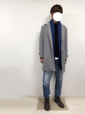 「アイテム（ステンカラーコート）」を使った、SHUNさん（メンズ・176cm・10代）の冬コーディネート