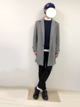 「アイテム（ステンカラーコート）」を使った、SHUNさん（メンズ・176cm・10代）の冬コーディネート