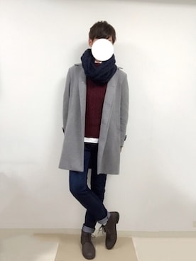 「アイテム（ステンカラーコート）」を使った、SHUNさん（メンズ・176cm・10代）の冬コーディネート