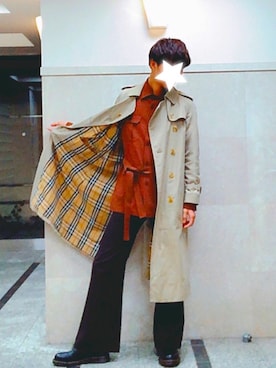 「バーバリー」｜「アイテム（その他アウター）」を使った、あきとさん（メンズ・176cm）の春コーディネート