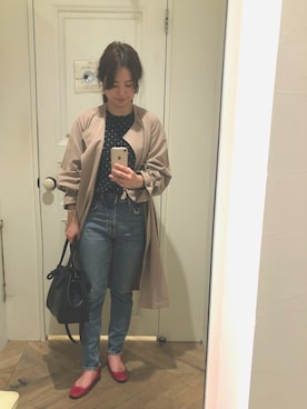 「ボーイフレンドデニム」｜「アイテム（その他アウター）」を使った、chiさん（レディース・157cm）の春コーディネート