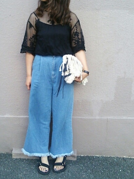 「Jewel Changes（ジュエルチェンジズ）のTEVA HURRICANE / テバ / ハリケーン / サンダル / teva（サンダル、ブラック系）」を使った、pir☺︎ ︎さん（レディース・158cm）の夏コーディネート