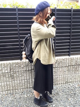 「PAGEBOY（ページボーイ）のインナーTシャツ&編み上げビスチェセット（トップス、グリーン系）」を使った、pir☺︎ ︎さん（レディース・158cm）の秋コーディネート