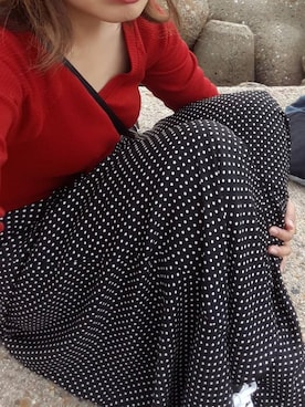 「UNIQLO（ユニクロ）のアイテム（Tシャツ/カットソー、レッド系）」を使った、pir☺︎ ︎さん（レディース・158cm）の秋コーディネート