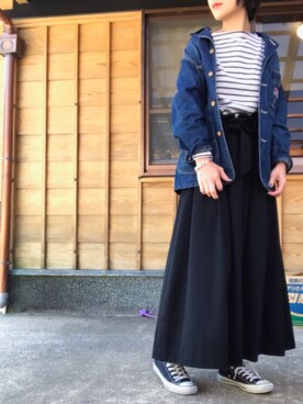 「BEAMS BOY（ビームスボーイ）のアイテム（デニムジャケット）」を使った、Haruさん（レディース・165cm）の春コーディネート
