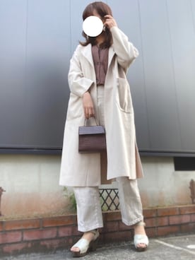 「coca（coca）（コカ）のアイテム（チェスターコート）」を使った、🍓さん（レディース・170cm）の春コーディネート