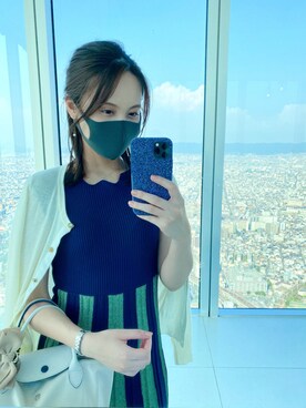 「ORiental TRaffic（オリエンタルトラフィック）の春夏新作★ストラップトングミュールサンダル★1223（サンダル、シルバー系）」を使った、ゆうりさん（レディース・165cm）の夏コーディネート