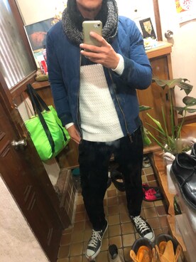 「Eddie Bauer（エディーバウアー）のアイテム（ダウンジャケット/コート）」を使った、わっかんびーさん（メンズ・173cm）の冬コーディネート