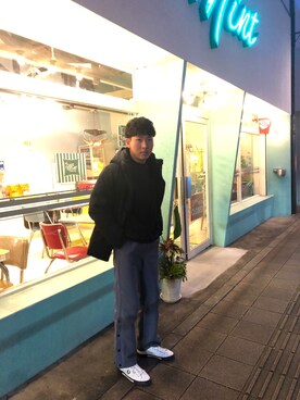 「Eddie Bauer（エディーバウアー）のアイテム（ダウンジャケット/コート）」を使った、わっかんびーさん（メンズ・173cm）の冬コーディネート