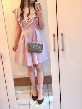 「NOELA（ノエラ）のリネンライクフリルワンピース（ワンピース、ピンク系）」を使った、Yuuさん（レディース・164cm）の春コーディネート