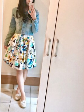 「Narcissus（ナルシス）の【missmiss】フラワーイラストワンピース（ワンピース、ブルー系）」を使った、Yuuさん（レディース・164cm）の春コーディネート