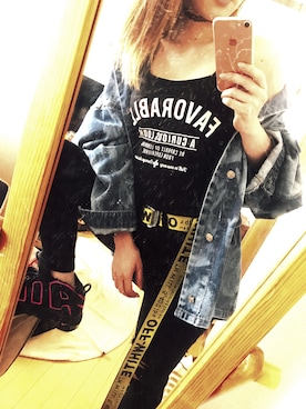 「OFF-WHITE」｜「アイテム（デニムジャケット）」を使った、みほさん（レディース・160cm）の夏コーディネート