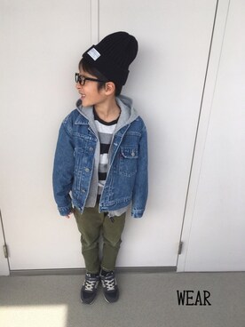 「ADPOSION（アドポーション）のアイテム（帽子）」を使った、hayu＊さん（キッズ・120cm）の春コーディネート