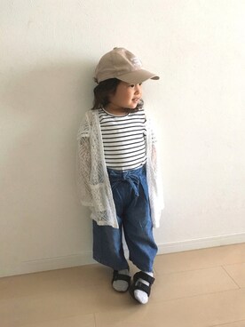 「レースカーディガン」｜hayu＊さん（キッズ・90cm）の春コーディネート