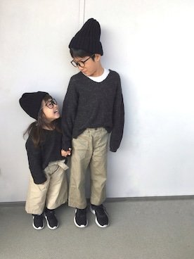 「ADPOSION（アドポーション）のアイテム（帽子）」を使った、hayu＊さん（キッズ・90cm）の秋コーディネート
