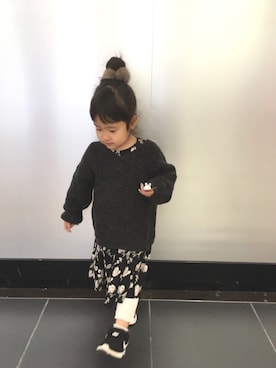 「アイテム（カーディガン/ボレロ、ブラック系）」を使った、hayu＊さん（キッズ・90cm）の冬コーディネート