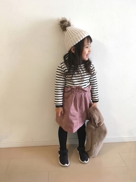 「アイテム（スカート）」を使った、hayu＊さん（キッズ・90cm）の冬コーディネート