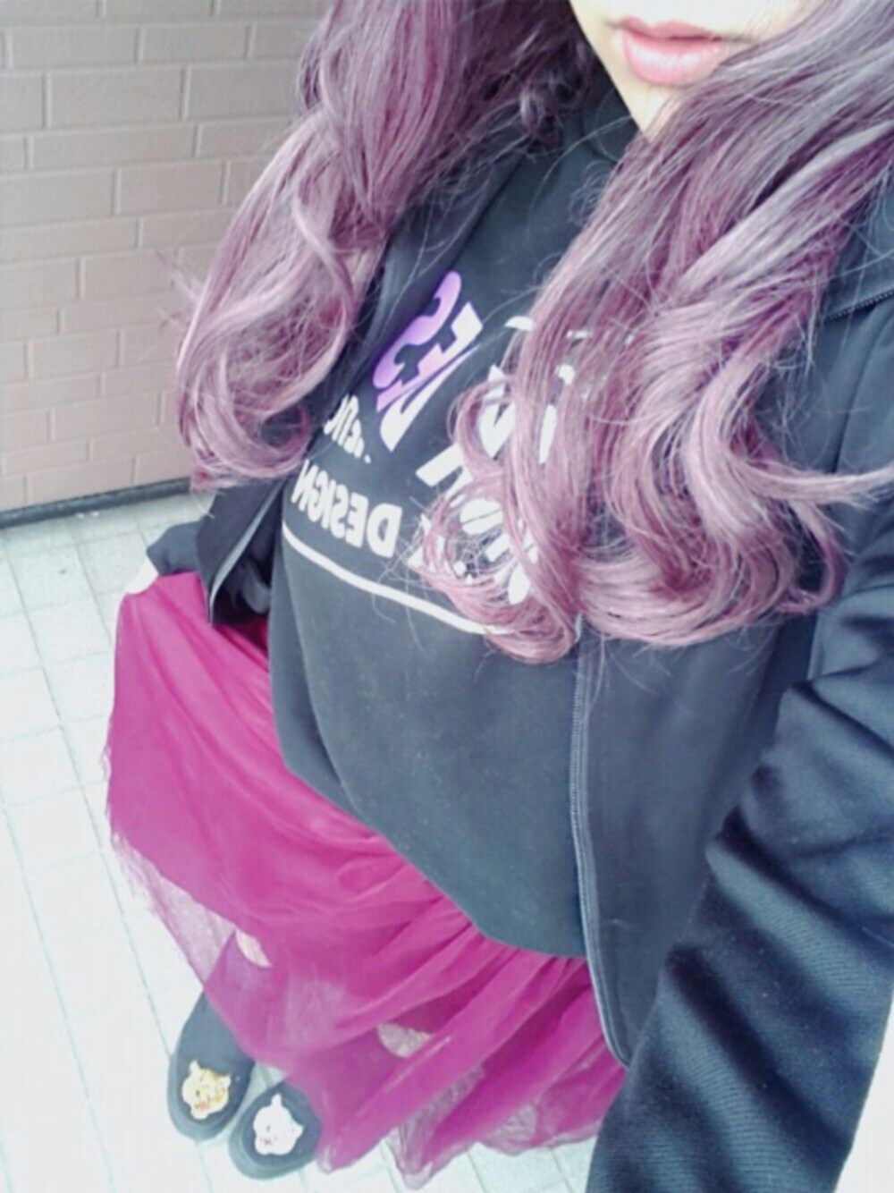 「jackrose、JACKROSE(JACKROSE)、lowjackDesign、チュールスカート、adidas」｜「JACKROSEのWEARISTA MasaakiOoue×JACKROSE-BIGシルエット・スウェット（スウェット、ブラック系）」を使った、kyanさん（レディース・159cm）の秋コーディネートの1枚目の写真