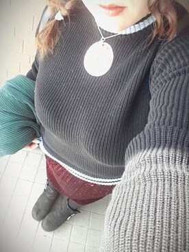 「blackdia by 7JEWELRY（ブラックダイヤバイセブンジュエリー）のアイテム」を使った、kyanさん（レディース・159cm）の冬コーディネート