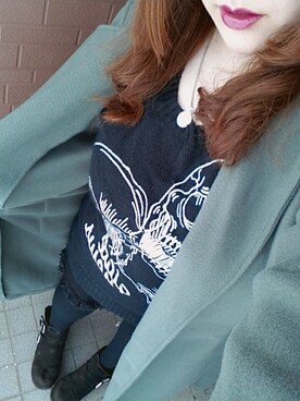 「kutir（クティール）のアイテム（チェスターコート）」を使った、kyanさん（レディース・159cm）の冬コーディネート