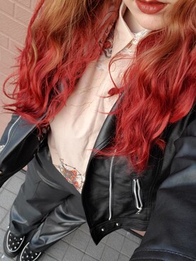 「Candy Stripper」｜「アイテム（ライダースジャケット）」を使った、kyanさん（レディース・159cm）の春コーディネート