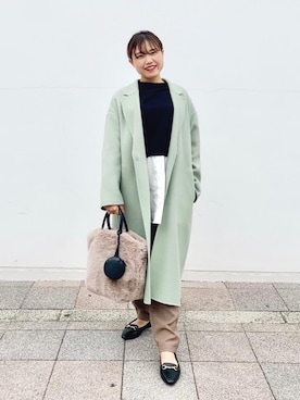 「Tシャツ/カットソー」｜「アイテム（チェスターコート）」を使った、hiromi_yさん（レディース・153cm）の秋コーディネート