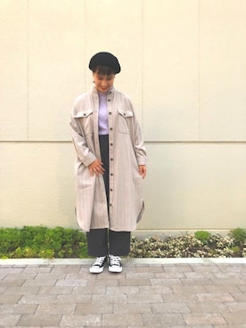 「Samansa Mos2 blue（サマンサモスモスブルー）のアイテム（ハンチング/ベレー帽）」を使った、あやなさん（レディース・157cm）の秋コーディネート