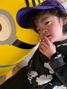 「atmos（アトモス）のアイテム（キャップ）」を使った、aochamameさん（キッズ・100cm）の冬コーディネート