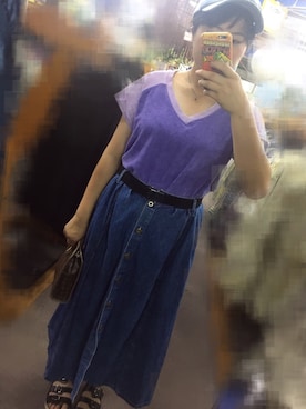「タオル」｜「アイテム（その他）」を使った、ヲリさん（レディース・157cm）の夏コーディネート