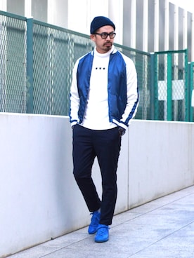 「blue」｜Yanaさん（メンズ・185cm）の冬コーディネート