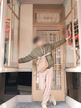 「Champion（チャンピオン）のアイテム（トートバッグ）」を使った、春さん（メンズ・185cm）の冬コーディネート