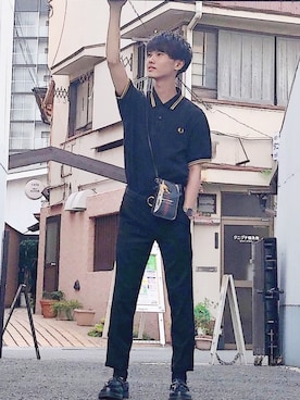 「フレッドペリー」｜「アイテム（その他）」を使った、おやすみくん💤さん（メンズ・170cm）の春コーディネート