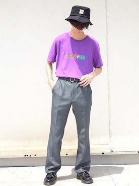 「carhartt」｜「アイテム（ローファー）」を使った、おやすみくん💤さん（メンズ・170cm）の夏コーディネート