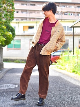 「アイテム（モカシン/デッキシューズ）」を使った、おやすみくん💤さん（メンズ・170cm）の秋コーディネート