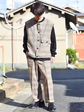 「ニコアンド」｜「アイテム（モカシン/デッキシューズ）」を使った、おやすみくん💤さん（メンズ・170cm）の秋コーディネート