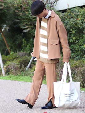 「beautiful people」｜「アイテム（ブルゾン）」を使った、おやすみくん💤さん（メンズ・170cm）の秋コーディネート