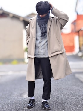 「HARE」｜「アイテム（モカシン/デッキシューズ）」を使った、おやすみくん💤さん（メンズ・170cm）の冬コーディネート