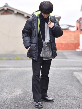 「HARE」｜「アイテム（モカシン/デッキシューズ）」を使った、おやすみくん💤さん（メンズ・170cm）の冬コーディネート