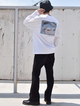 「古着好きな人と繋がりたい」｜「アイテム（モカシン/デッキシューズ）」を使った、おやすみくん💤さん（メンズ・170cm）の春コーディネート