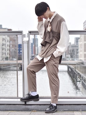 「秋のマイ旬スタイル」｜「アイテム（モカシン/デッキシューズ）」を使った、おやすみくん💤さん（メンズ・170cm）の秋コーディネート