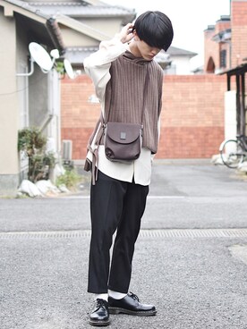 「HARE」｜「アイテム（モカシン/デッキシューズ）」を使った、おやすみくん💤さん（メンズ・170cm）の秋コーディネート