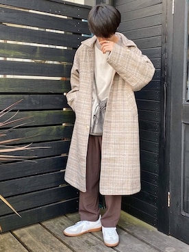 「CREARE LINO」｜「アイテム（ステンカラーコート）」を使った、おやすみくん💤さん（メンズ・170cm）の冬コーディネート