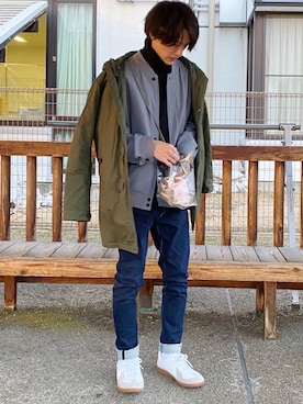 「ジャーマントレーナー」｜「アイテム（モッズコート）」を使った、おやすみくん💤さん（メンズ・170cm）の冬コーディネート